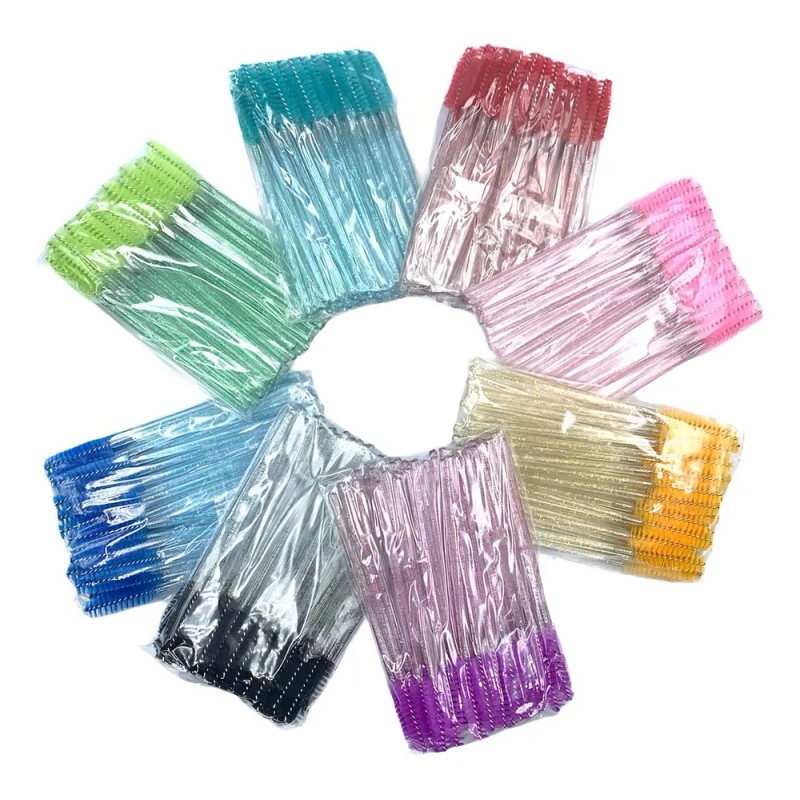 100 Cepillos Para Pestañas Extensión Brillante Glitter Mink