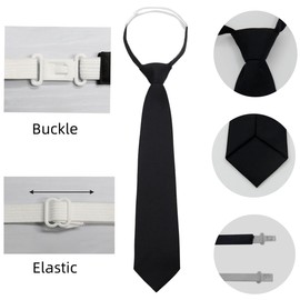 Heanvmyss Black Ties for Women, Pack of 2 Men's Ties, Adjustable Ties, 13 Inch Pre-Tied Knot Tie for Office, Holiday Events