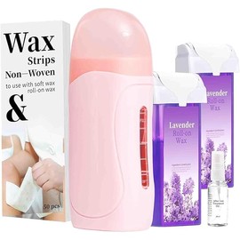 Roll On Wax Kit for Women - Easy to Use - At-Home Hair Removal for Body (Arms & Legs) with 2 Honey Wax Roller Cartridges & 50 Strips (Lavender)
