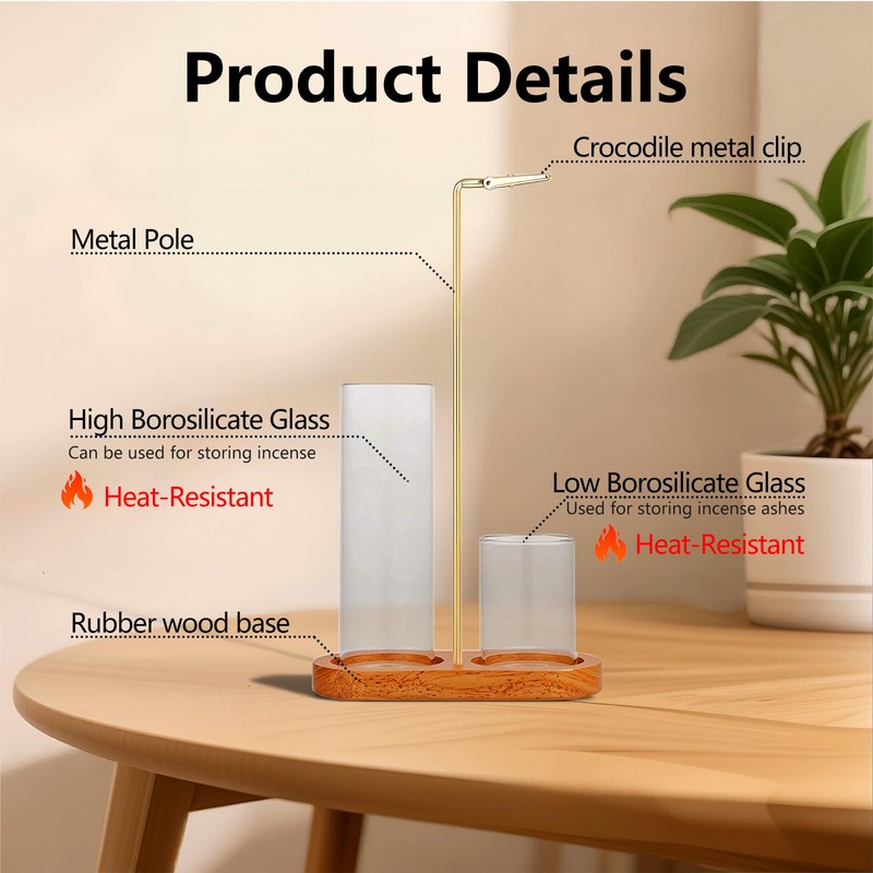 Incense Holder for Sticks with Ash Catcher-2 in 1 Glass