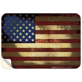 American Flag Sign, Vintage Rustic Wall Decor, 10x7 Inches, 4 Mil Vinyl Decal Stickers Weather Resistant UV Protected, Made in USA