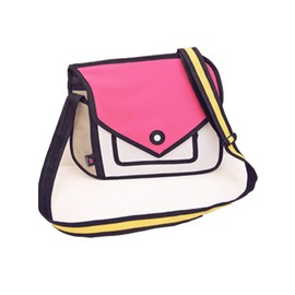 Xugq66 3D Style 2D Drawing Cartoon Handbag Shoulder Canvas Messenger Bag (Pink)