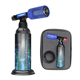 Molgoc Butane Torch with Anti-scalding Device,Stainless Steel Protective Cover,Refillable Kitchen Torch Lighter,Adjustable Flame Guard. (Butane Gas Not Included,Blue Plus) (Blue Plus)