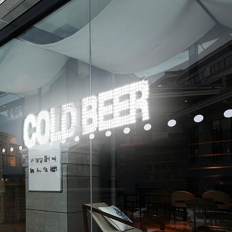 38"x10" Large LED White Cold Beer Sign for Business and