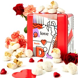 David’s Cookies Butter Pecan Meltaways Flavored Cookies With Crunchy Pecans In A Beautiful Love Tin Gift Box 2Lbs - Deliciously Soft & Melt In Your Mouth Cookies - Gourmet Cookies Gift for Valentine's
