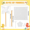 60 Pcs DIY Pinwheels for Kids White Paper Pinwheels Craft