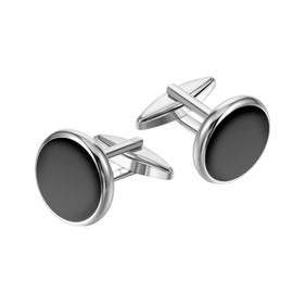 dinghaole Mens Black Cufflinks, Stainless Steel Classic Tone Black Round Retro Cufflinks, Cuff Links Groom Classic for Men Suitable for Wedding, Banquet, Ceremony, Business, Party, Elegant Style