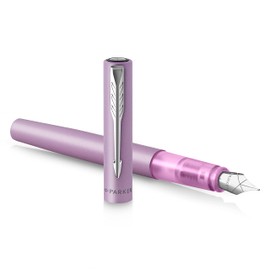 Parker Vector XL Fountain Pen | Metallic Lilac Lacquer | Medium Nib with Blue Ink Refill | Gift Box