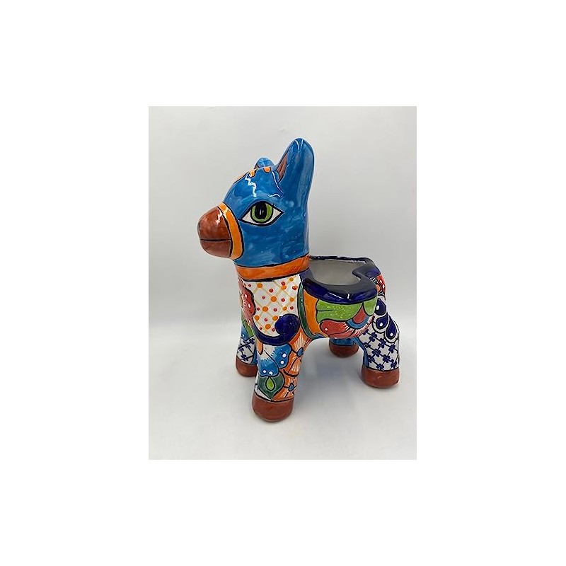 Talavera Donkey Planter, Adorable Mexican Pottery Burro, Handmade Flower Pot