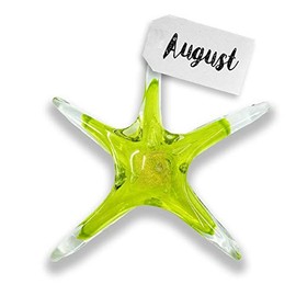 Luke Adams Glass | 5" Small Glass Birthstone Star | Handmade Suncatcher | Hanging Starfish Home Décor | Outdoor Garden Accent (August)