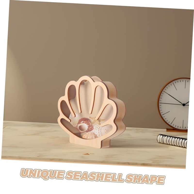 Mobestech Wooden Seashell Display Case Multi-Function Shadow Case for Seashell