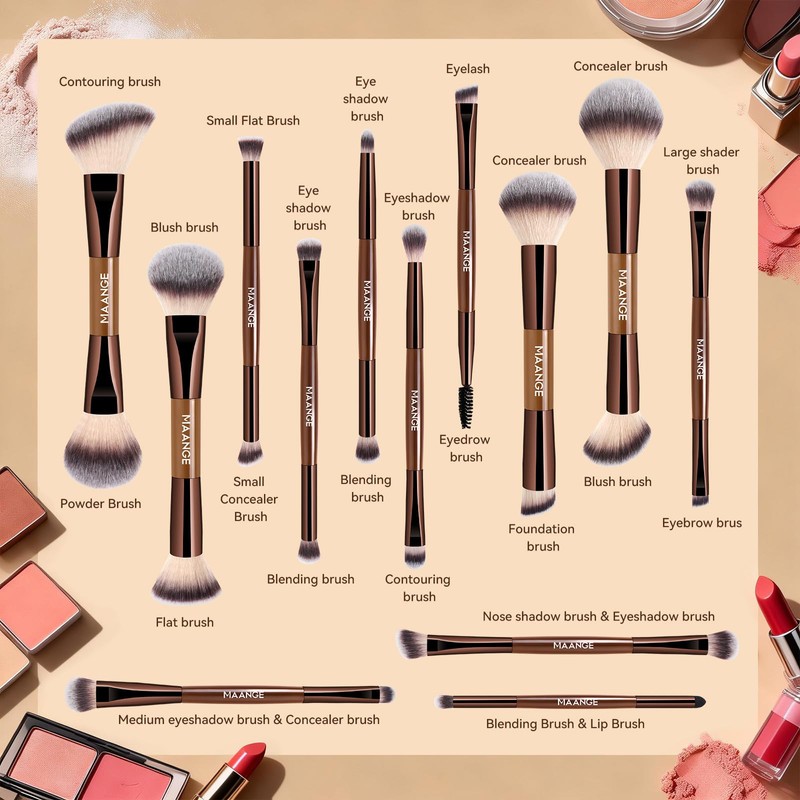 MAANGE 13 Pcs Foundation Makeup Brush Set With Bag, Make