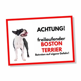 Boston Terrier Free Running Dog Sign Saying Door Sign Dog Sign Warning Sign Gift Idea Safety Sign Dog Private Property Dog Warning Warning