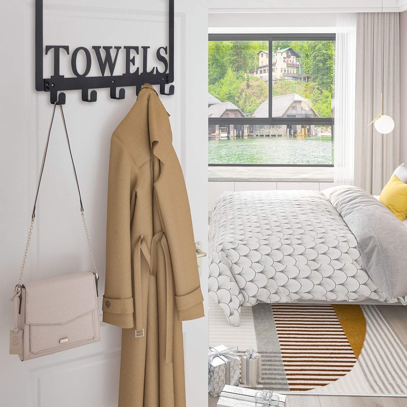 Kuhome Over The Door Hooks, Towel Holder for Bathroom, Door