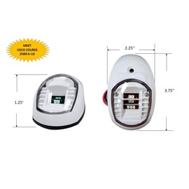 Pactrade Marine Boat Navigation Lights Red and Green LED Side Lights (Vertical Mount) - 2 NM White Housing | Green Starboard Red Port Navigation Lights for Boats LED
