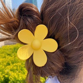 Sttiafay Flower Hair Claw Clips Large Flower Hair Clips Big Floral Hair Claw Clips Candy Acrylic Huge Claw Clip Matte Flower Hair Accessories Yellow Cute Barrette Hair Headclip for Women