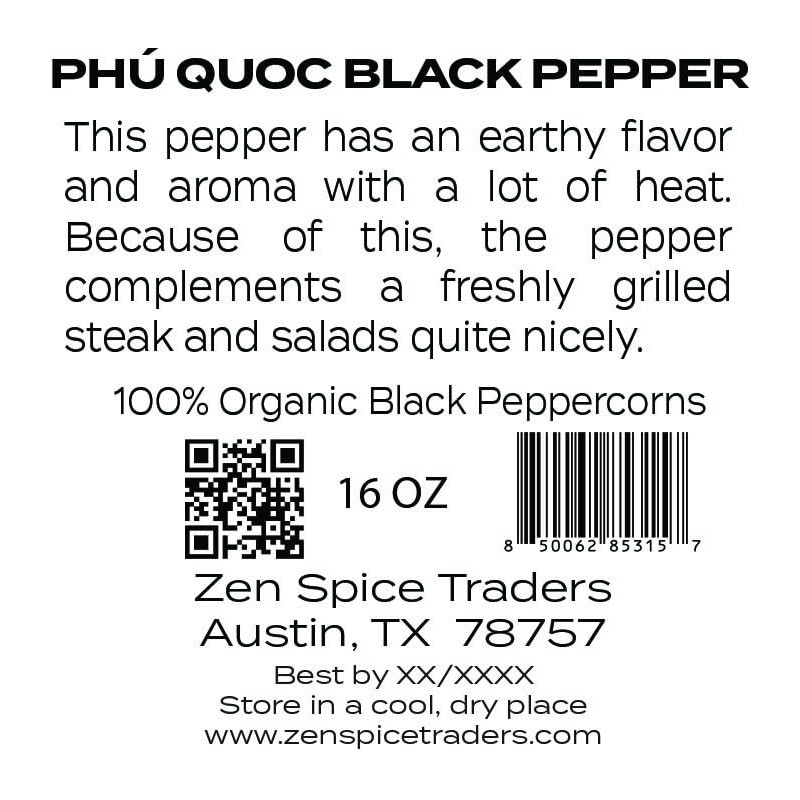 Phú Quoc Organic Black Peppercorns | Zen Spice Traders |