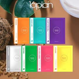 Sixteen Plain 7 types of mask packs, 1 set of 10 sheets, face pack nutrition pack, 7. Moisture vitamin, 10 sheets, 20ml / 식스틴플레인 마스크팩 7종 10매 1세트 얼굴팩 영양 팩, 7.모이스처 비타민, 10매입, 20ml