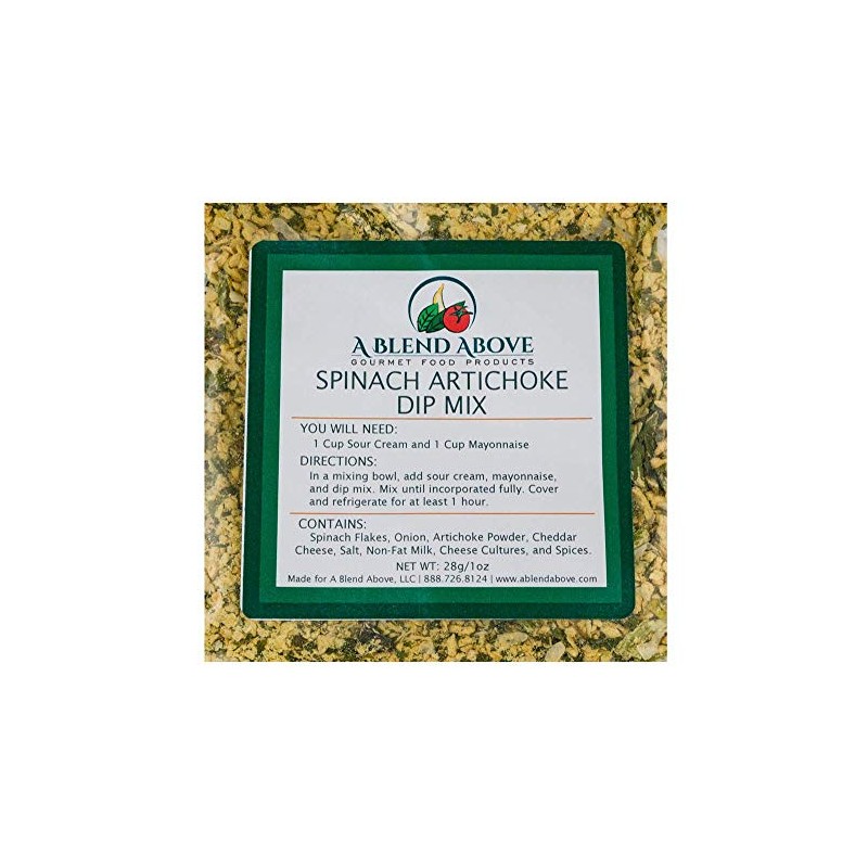 A Blend Above Spinach Artichoke Dip Mix Seasonings Packet, Gourmet