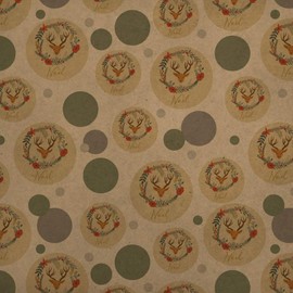 GRAPHICS & MORE Christmas Noel Deer in Wreath Premium Kraft Gift Wrap Wrapping Paper Roll