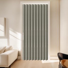 AJAZZ 100% Blackout Accordion Doors Interior Invisible Folding Door for Bedroom Living Room Doorway Curtain Sets (1 Pack, 44 W x 78 L, Grey+Rod)