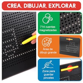 Tablero de Dibujo Magnético Grande 714 Perlas, Tablero de Escritura Reutilizable Borrable, Juguete Educativo para Preescolar, Juguetes Educativos Mont