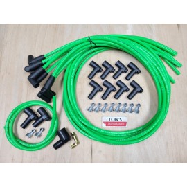 Ton's 90 Angled 8mm Hot Lime Spark Plug Wires Universal Chevy GM HEI distributor