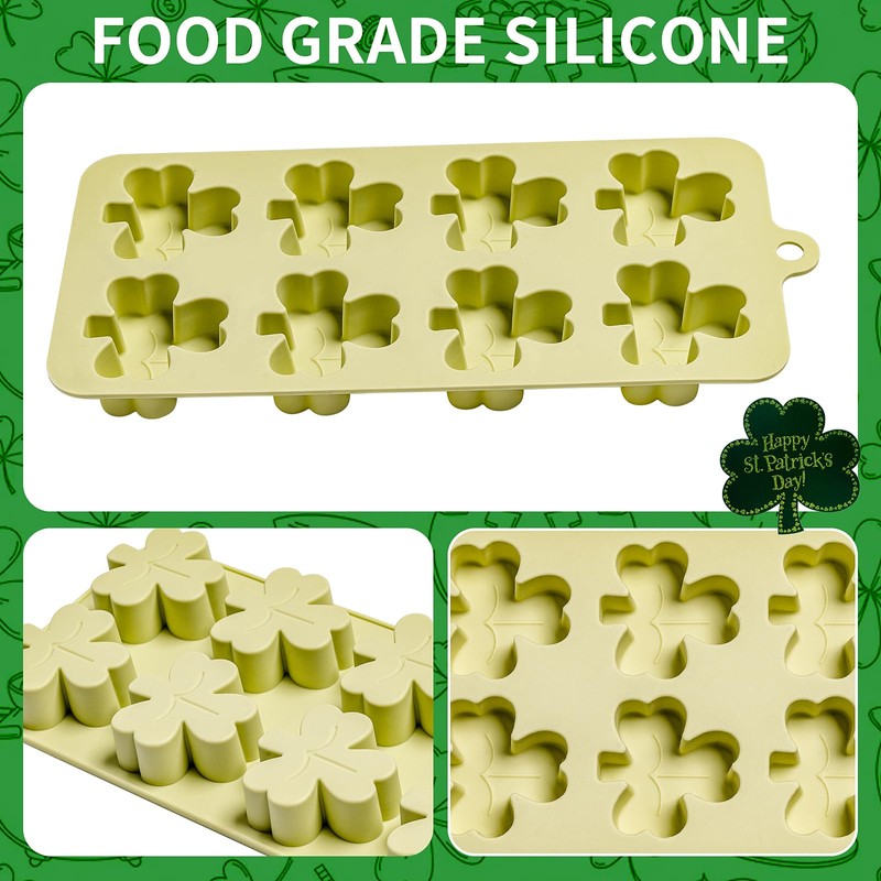 Dootafy Shamrock Chocolate Molds, 2 Pack Silicone Dessert Mold, St.
