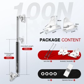 Vepagoo 500MM 100N/22.5lb Gas Struts Universal adjustable 20inch Lift Support Springs with Mounting Kit for Ottoman Bed, Heavy lid, Floor Hatch Door, and Other Custom Heavy Duty Project, 2PCS