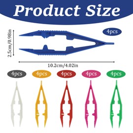 Pack of 24 Ironing Beads Tweezers, Multicoloured Tweezers, Lightweight Plastic Tweezers for Crafts of Beads, Electronics, Families, Crafts, 10 cm, Multifunctional Bead Tweezers for DIY Puzzle