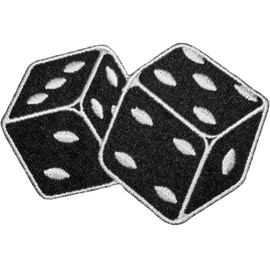 Papapatch Black Dice Gambling Game Sign Costume DIY Applique Embroidered Sew Iron on Patch (IRON-DICE-01-BK)