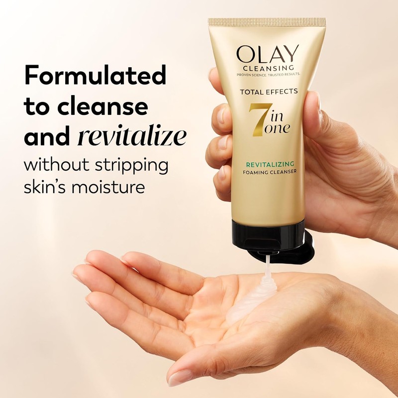 Foaming Face Wash by Olay Total Effects, Revitalizing Facial Cleanser,