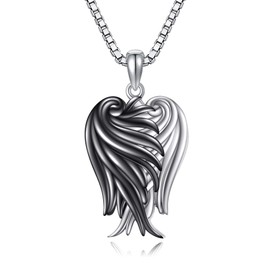 VONALA Angel Wings Necklace 925 Sterling Silver Angel Wings Pendant Guardian Angel Caller Pendant Jewellery Gifts for Women Girls, Sterling Silver