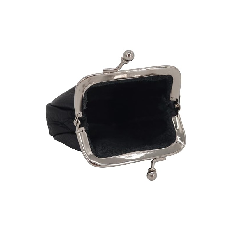 GERMANUS Baerbel Women's Leather Wallet with Clasp, black, Classic