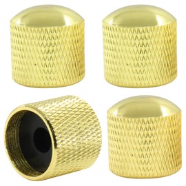 Jiozermi 4 Pcs Gold Metal Guitar Knobs, Potentiometer Knobs Guitar Volume Tone Control Knob Knurled Metal Dome Knob for Fender Gibson Telecaster Bass Les Paul Electric Guitar