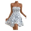 WDIRARA Women's Floral Print Ruffle Hem Tiered Layer Backless Shirred