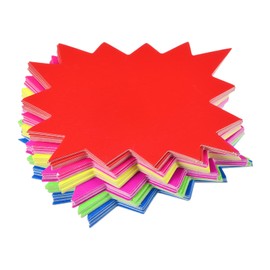 sourcing map Pack of 60 Blank Star Burst Sale Sign Price Tag 90 x 70 mm 6 Colours for Retail Prices