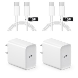 ONXROM iPhone 16 15 Charger Fast Charging 10Ft - 2 Pack 20W USB C Wall Charger Block and Type C to C Cable Compatible with iPhone 16/16 Pro/16 Pro Max/iPhone 15, iPad Pro, Air 5/4, iPad 10/Mini 6