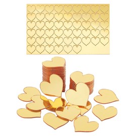 PH PandHall 100pcs Golden Mirrors for Crafts, Heart Self Adhesive Mirror Tiles 0.7 Inch Acrylic Craft Mirror Stickers Small Mirror Circles for Crafts Arts DIY Projects Home Room Wall Easter Decor