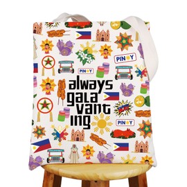 G2TUP Filipino Tote Bag Philippines Travel Bag Philippines Souvenir Gifts Filipinos Shoulder Bag Always Galavanting Gift (Galavanting ca)