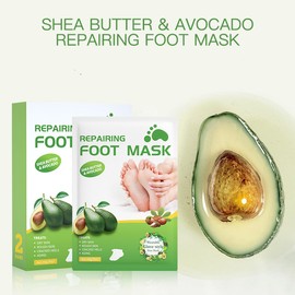 Repairing Foot Mask with Shea Butter and Avocado, Moisturizing Foot Mask for Dry Cracked Feet, Hydrating Foot Spa Socks (2 Pairs)