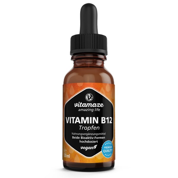 Burxoe Vitamin B12 Drops 500 mcg, Vegan High Dose Drops, Methylcobalamin & Adenosylcobalamin