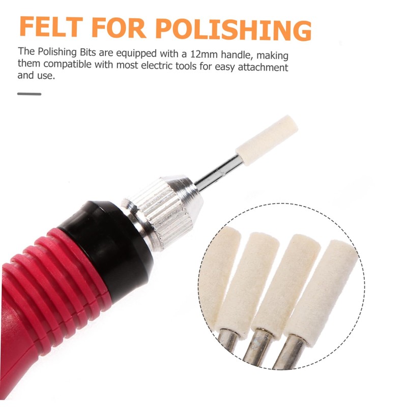 Mobestech 12pcs Wool Polishing Wheels Grinding Bits for Rotary Tools