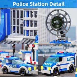 MindBox City Police Station Building Sets, 570pcs City Police Sets Toy Building Bricks Kit, Gift for Boys 6-12 Christmas