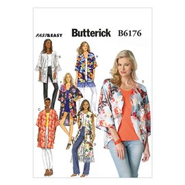 Butterick Patterns 6176, Misses Kimono,Sizes (16-18) (20-22) (24-26), Polyester, Multi-Colour, ZZ (LRG-XLG-XXL)