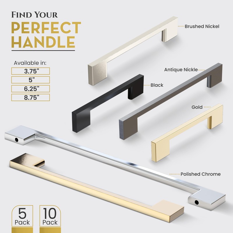 Southern Hills Polished Chrome Cabinet Handles - 5-Pack - 3.75"