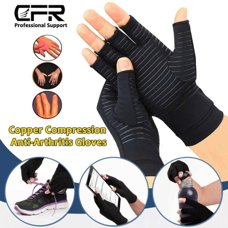 CFR Copper Compression Arthritis Gloves Finger Carpal Tunnel Typing Support