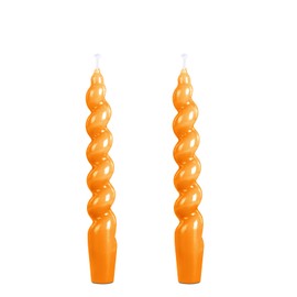 Spiral Taper Dinner Candles - Conical Stick Candles, H 7.5inch, Unscented, Aesthetic Candle, 3/4 Taper Candles, Long Votive Candles,Christmas Giftt,Chime Candles (2pcs, Orange)