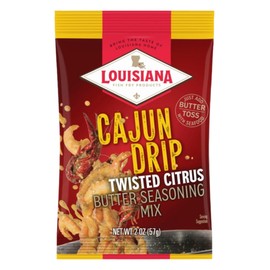 Louisiana Fish Fry Cajun Drip Twisted Citrus Butter Seasoning Mix - Seasoned Butter Sauce for Seafood - 2 oz. Bag (Pack of 1) - Just Add Butter and Toss with Seafood - Add a Burst of Flavor to Your Boiled Seafood with Cajun Drip