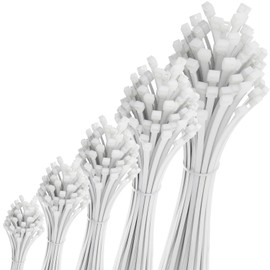 deleyCON Pack of 100 Cable Ties 200 mm x 2.5 mm (20 cm x 0.25 cm) Plastic Cable Ties Cable Holder Cable Fixation Very High Tensile Force and Tear Resistance Household and Commercial White